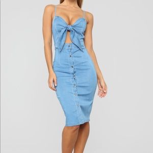 FN: Jorja Denim Mini Dress - Light Wash